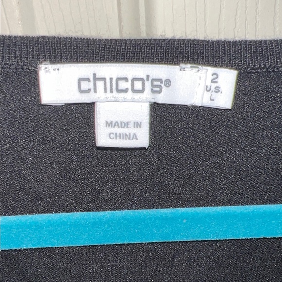 Chico's Elegant Black Top with Silver Accents - Picture 2 of 6